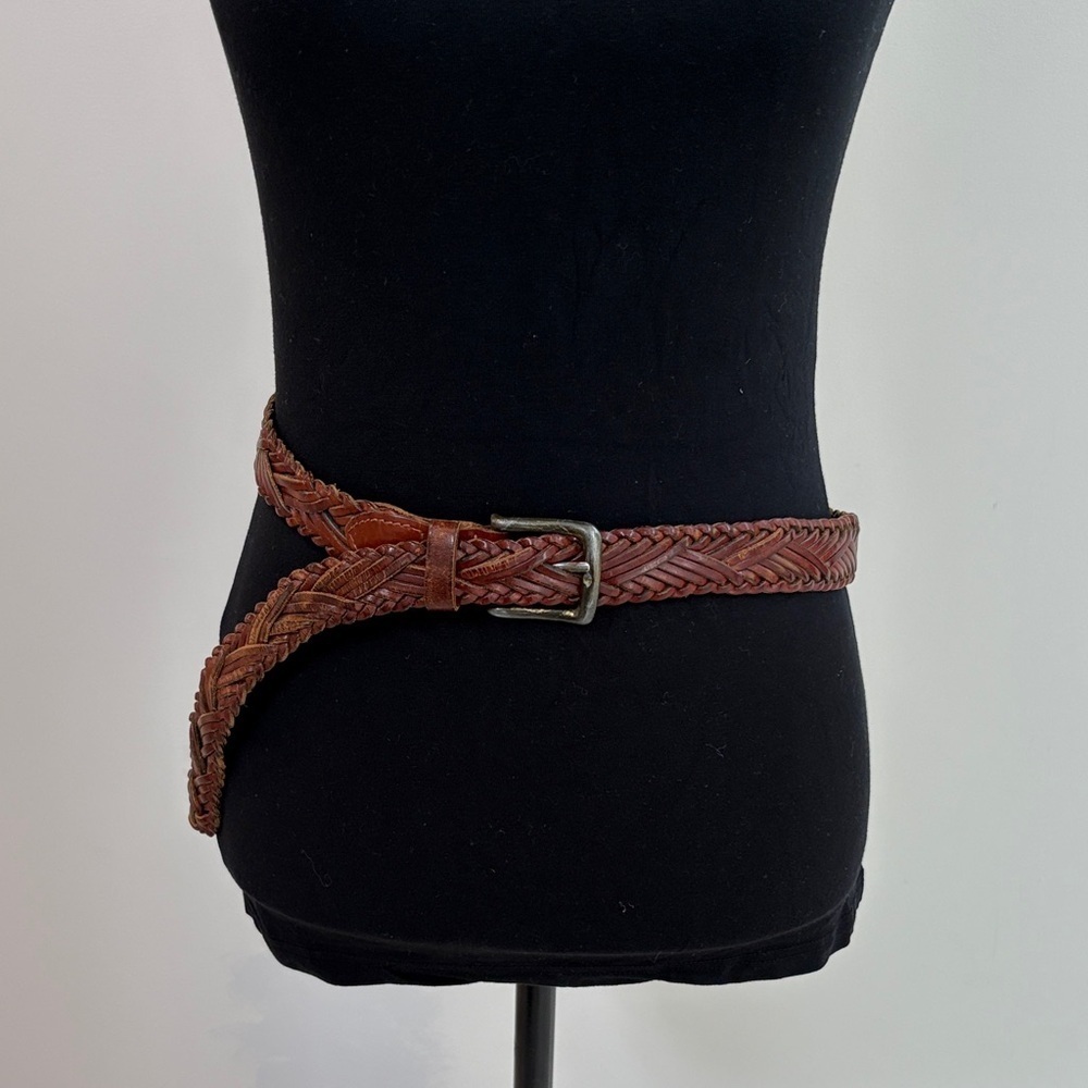 Genuine Leather Unisex Braided Belt Size 34 Check Measurements Adjustable